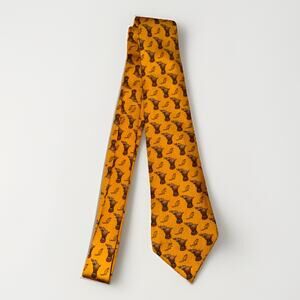 Hermes Mens Tie Circus Elephants & Mice Yellow 7681 TA 3.5" (W) x 57" (L) EUC